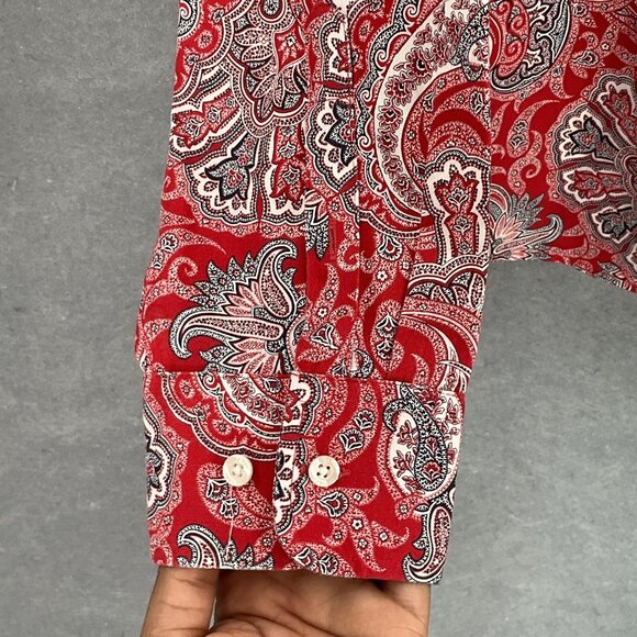 Champs Shirt Women XL Multicolor Paisley Button Up‎ No Iron Long Sleeve Classic - Picture 6 of 14